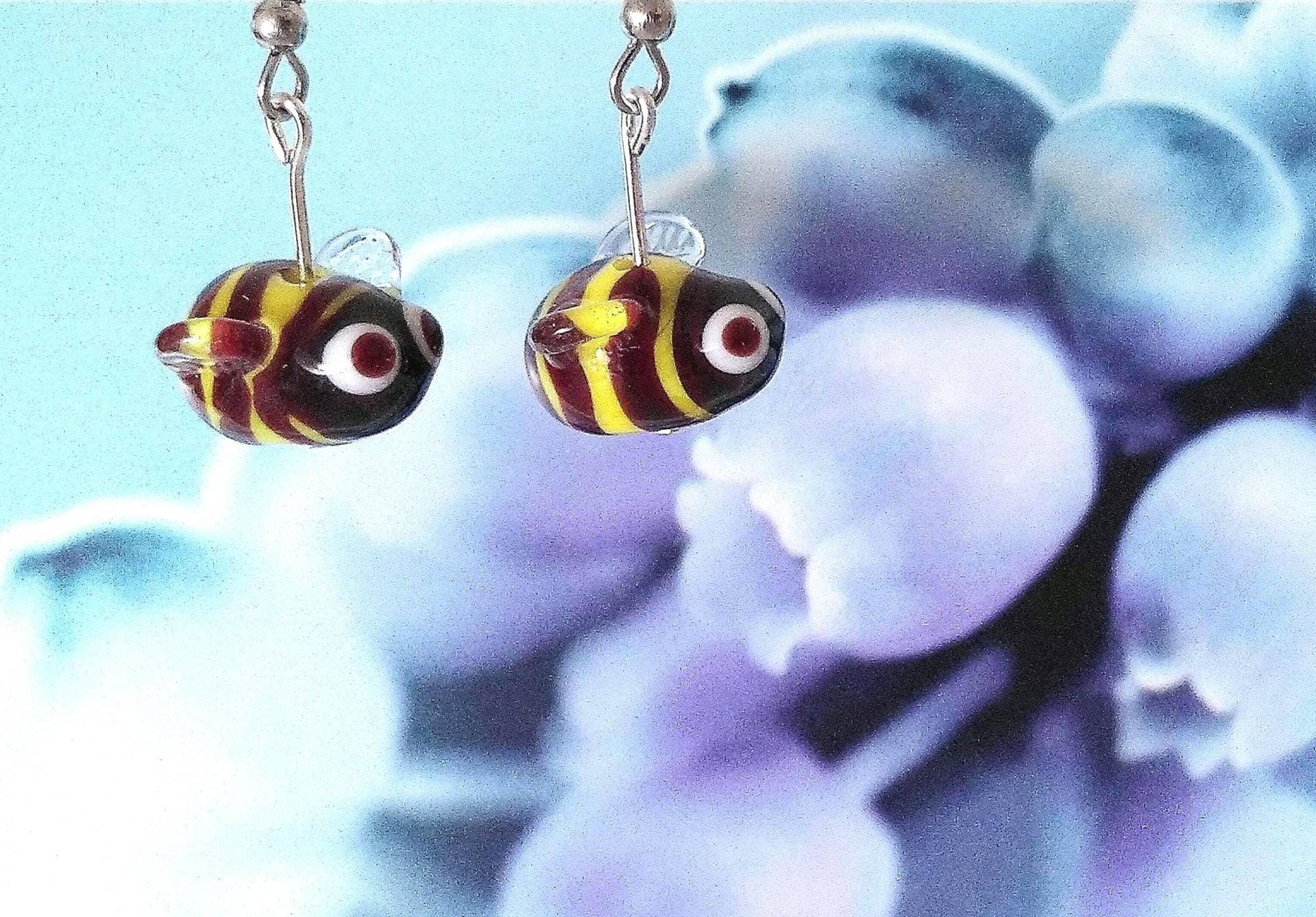 1 Paar Glas Ohrringe "Bienen", Handgefertigte Glasperlen 1 Paar Glas Ohrringe "Bienen", Handgefertigte Glasperlen von Glasperlendreherei