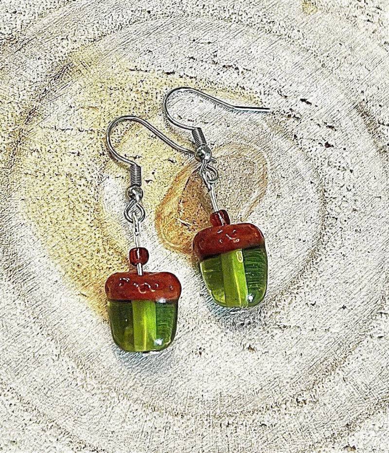 Glas Ohrringe "Eicheln", Herbstohrringe, Handgefertigte Glasperlen Glas Ohrringe "Eicheln", Herbstohrringe, Handgefertigte Glasperlen von Glasperlendreherei