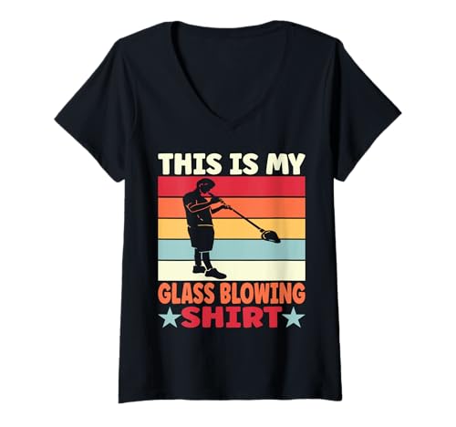 Damen Glasbläser Dies ist Mein Glasbläserhemd T-Shirt mit V-Ausschnitt Damen Glasbläser Dies ist Mein Glasbläserhemd T-Shirt mit V-Ausschnitt von Glass Blowing Glassworking Glass Artisans