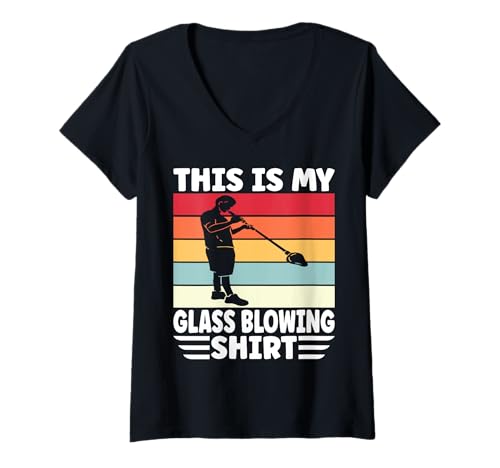 Damen Glasbläser Dies ist Mein Glasbläserhemd T-Shirt mit V-Ausschnitt Damen Glasbläser Dies ist Mein Glasbläserhemd T-Shirt mit V-Ausschnitt von Glass Blowing Glassworking Glass Artisans