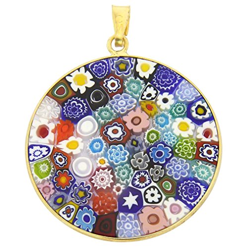 Glass Of Venice Großer Millefiori-Anhänger „Multicolor“ in vergoldetem Rahmen 32mm von Glass Of Venice