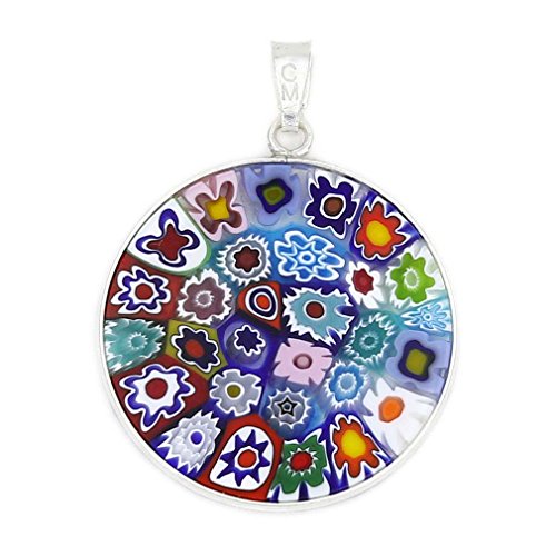 Muranoglas-Anhänger „Multicolor“ von GlassOfVenice, für Damen, in silberfarbenem Rahmen, Durchmesser: 2,5 cm Muranoglas-Anhänger „Multicolor“ von GlassOfVenice, für Damen, in silberfarbenem Rahmen, Durchmesser: 2,5 cm von Glass Of Venice