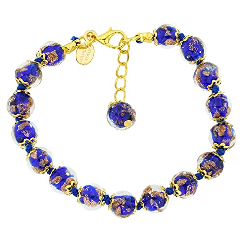 Glas Venedig Murano Glasarmband Italienisch blau Sommerso Funkelnde Perlen handgefertigtes Blasenglas - Murano -Glasarmbänder für Frauen von Glass Of Venice