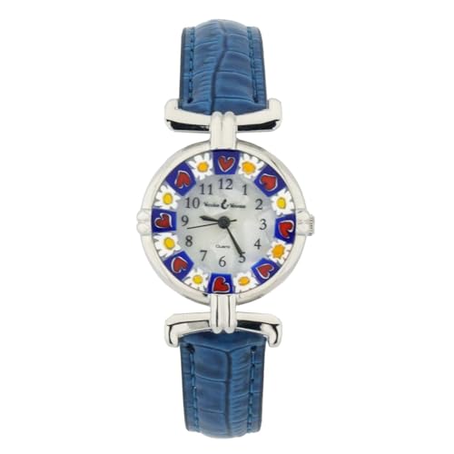Glass Of Venice Murano Millefiori Uhr Mit Lederband - Blau von Glass Of Venice