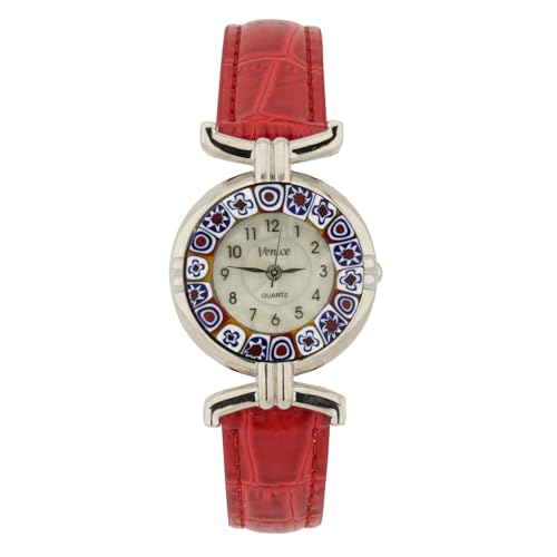 Glass Of Venice Murano Millefiori Uhr Mit Lederband - Rot Glass Of Venice Murano Millefiori Uhr Mit Lederband - Rot von Glass Of Venice