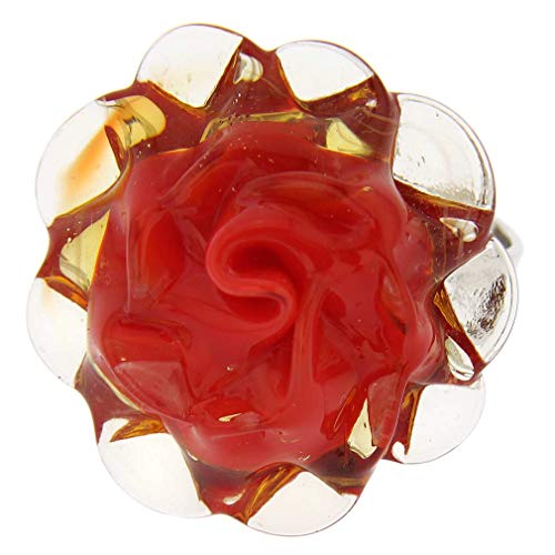 Glass Of Venice Rote Rose Verstellbarer Murano Ring von Glass Of Venice