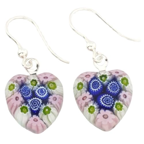 Millefiori Herzohrringe - Silber von Glass Of Venice