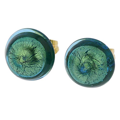 Glass Of Venice Murano Button Ohrstecker - Aqua Gold von Glass Of Venice