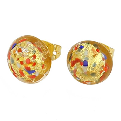 Murano Button Ohrstecker - Multicolor Confetti von Glass Of Venice