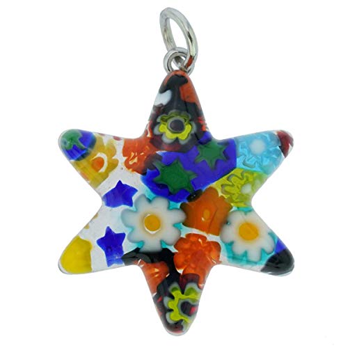 Murano Glas Millefiori Davidstern Anhänger - Mehrfarbig Murano Glas Millefiori Davidstern Anhänger - Mehrfarbig von Glass Of Venice