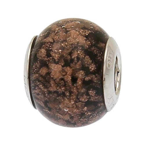 Sterling Silber Schwarz Avventurina Murano Glas Charm Bead Sterling Silber Schwarz Avventurina Murano Glas Charm Bead von Glass Of Venice