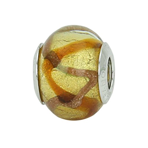 Sterling Silber Topas Wellen Gold Murano Glas Charm Bead von Glass Of Venice