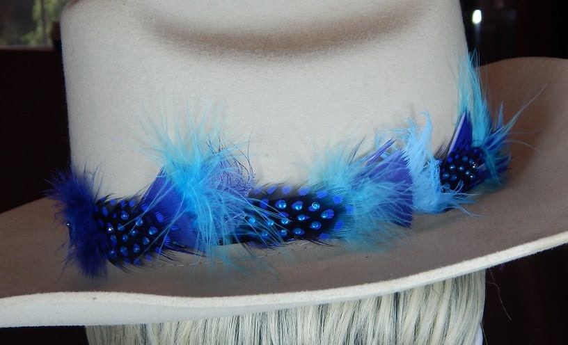 Blaues Feder Hutband - Strass Hut Accessoire Festival Cowboy Rodeo Blaues Feder Hutband - Strass Hut Accessoire Festival Cowboy Rodeo von GlassPlumes