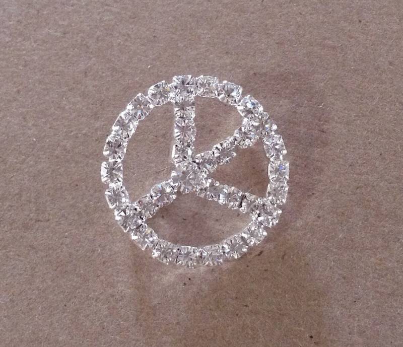 Kristall Strass Peace Zeichen Silber Ton Verschönerung, Diy Schmuckherstellung von GlassSlippersCC