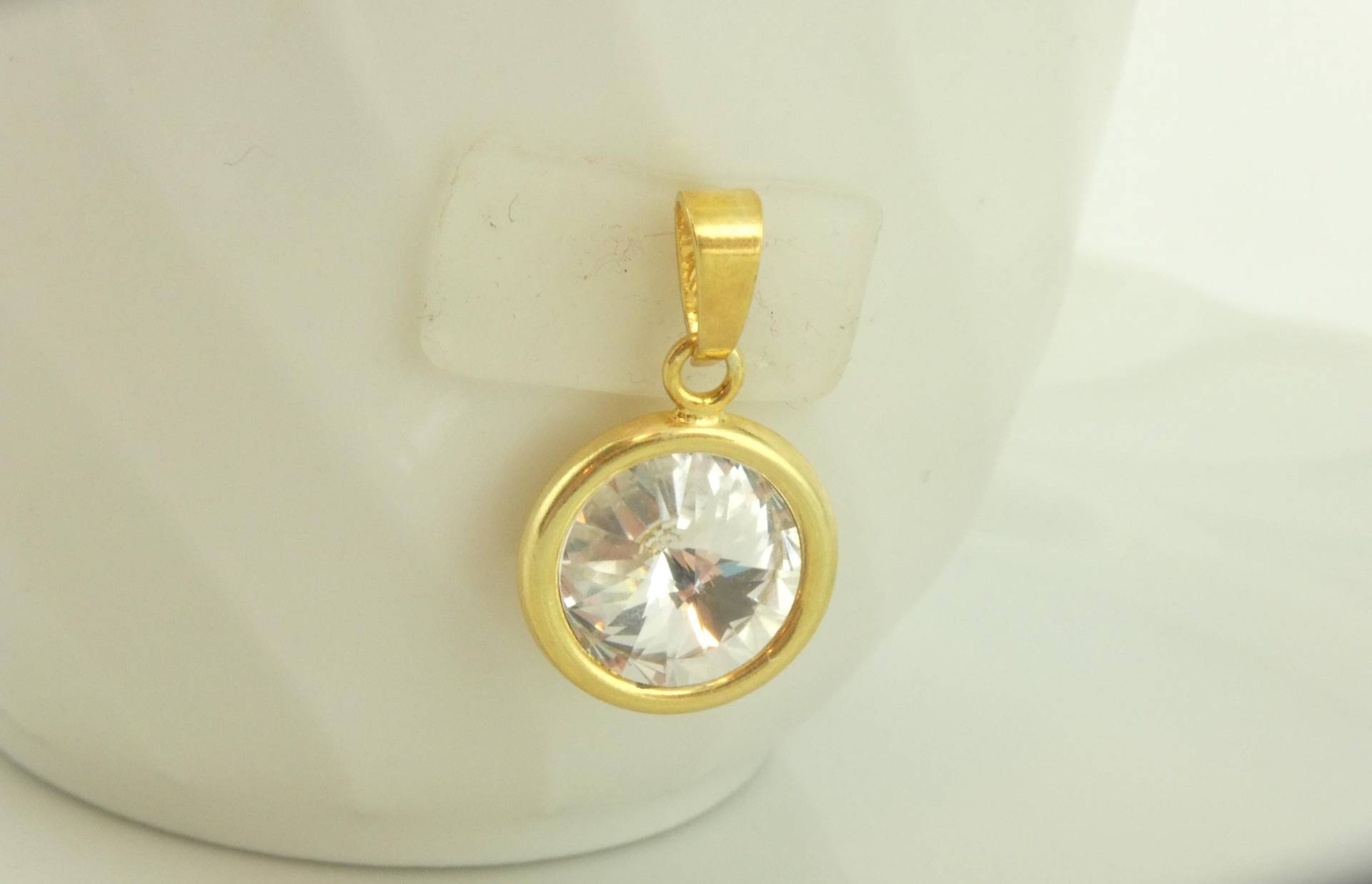 925 Anhänger Gold Crystal Swarovski 10mm von GlasschmuckBirgitH