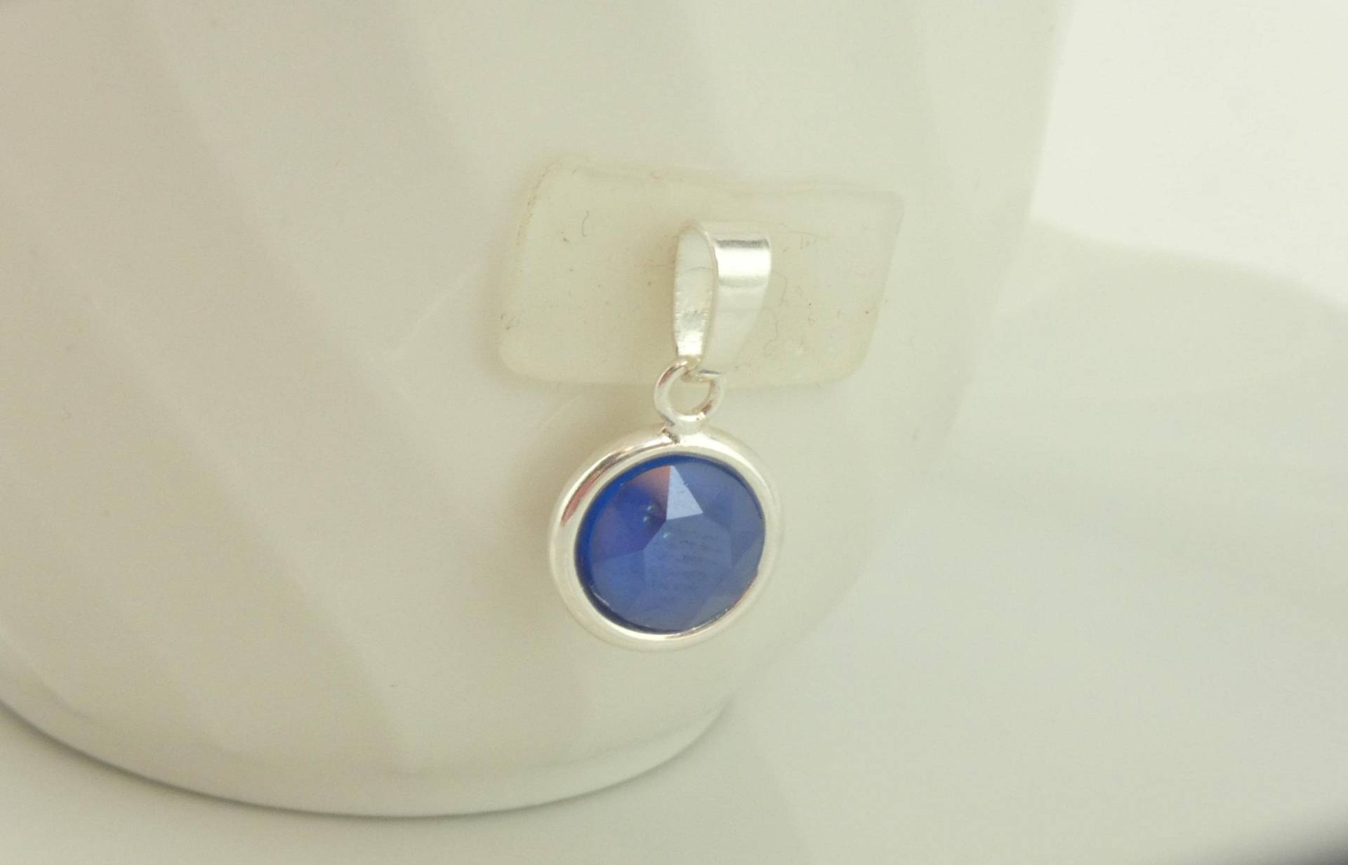 925 Anhänger Silber Blau Royal Blue Swarovski 8mm von GlasschmuckBirgitH