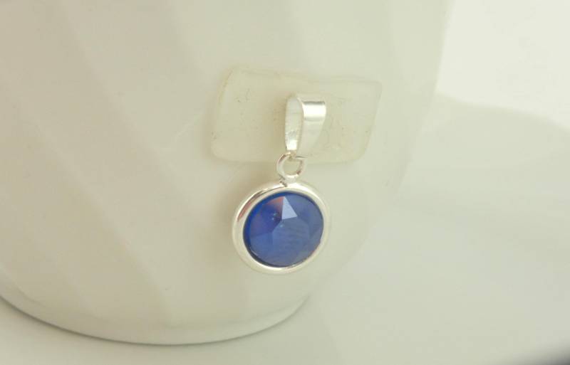 925 Anhänger Silber Blau Royal Blue Swarovski 8mm von GlasschmuckBirgitH