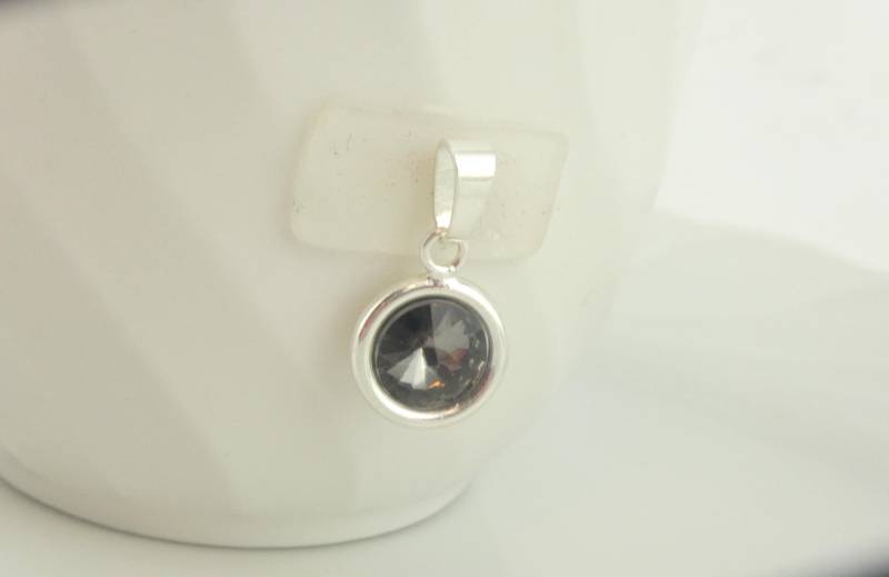 925 Anhänger Silber Grau Black Diamond Swarovski 8mm von GlasschmuckBirgitH