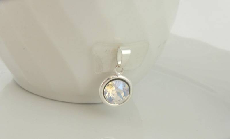 925 Anhänger Silber Kristall Moonlight Swarovski 8mm von GlasschmuckBirgitH