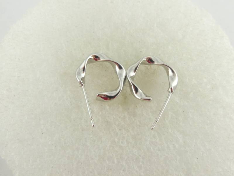 925 Creolen Ohrringe Ohrstecker Silber Gedreht C Form 13mm von GlasschmuckBirgitH