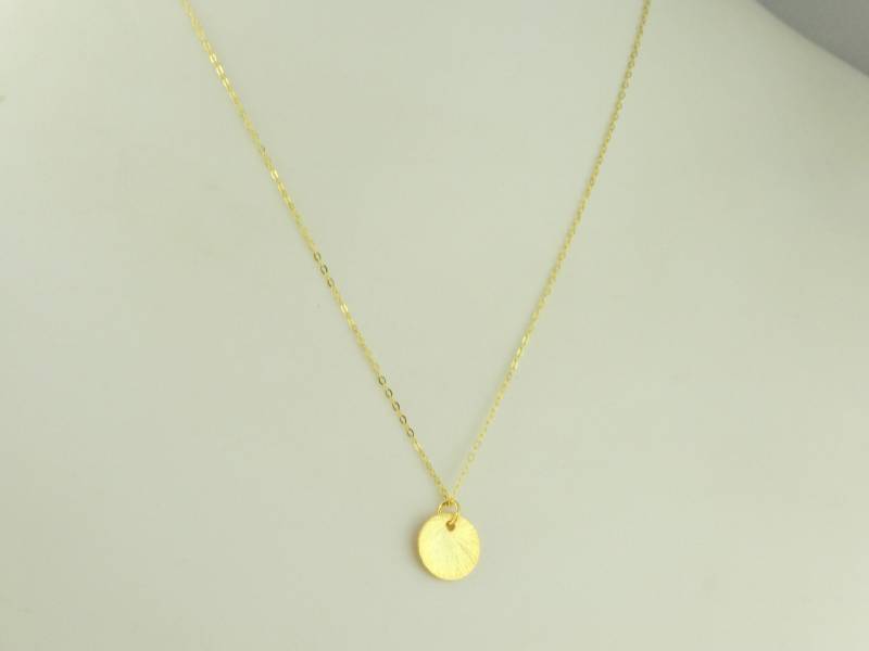 925 Kette Halskette Gold Plättchen Gebürstet 10mm von GlasschmuckBirgitH