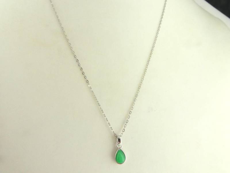 925 Kette Halskette Silber Grün Malaysia Jade Tropfen von GlasschmuckBirgitH