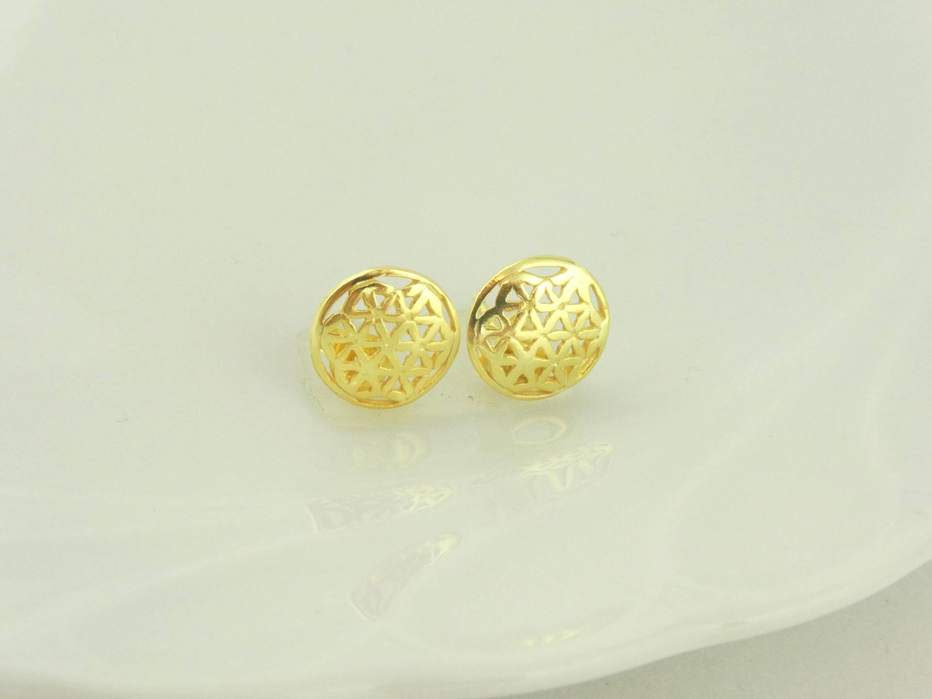 925 Ohrstecker Ohrringe Gold Blume Des Lebens von GlasschmuckBirgitH