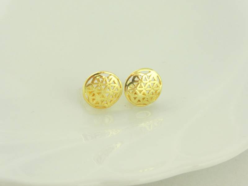 925 Ohrstecker Ohrringe Gold Blume Des Lebens von GlasschmuckBirgitH