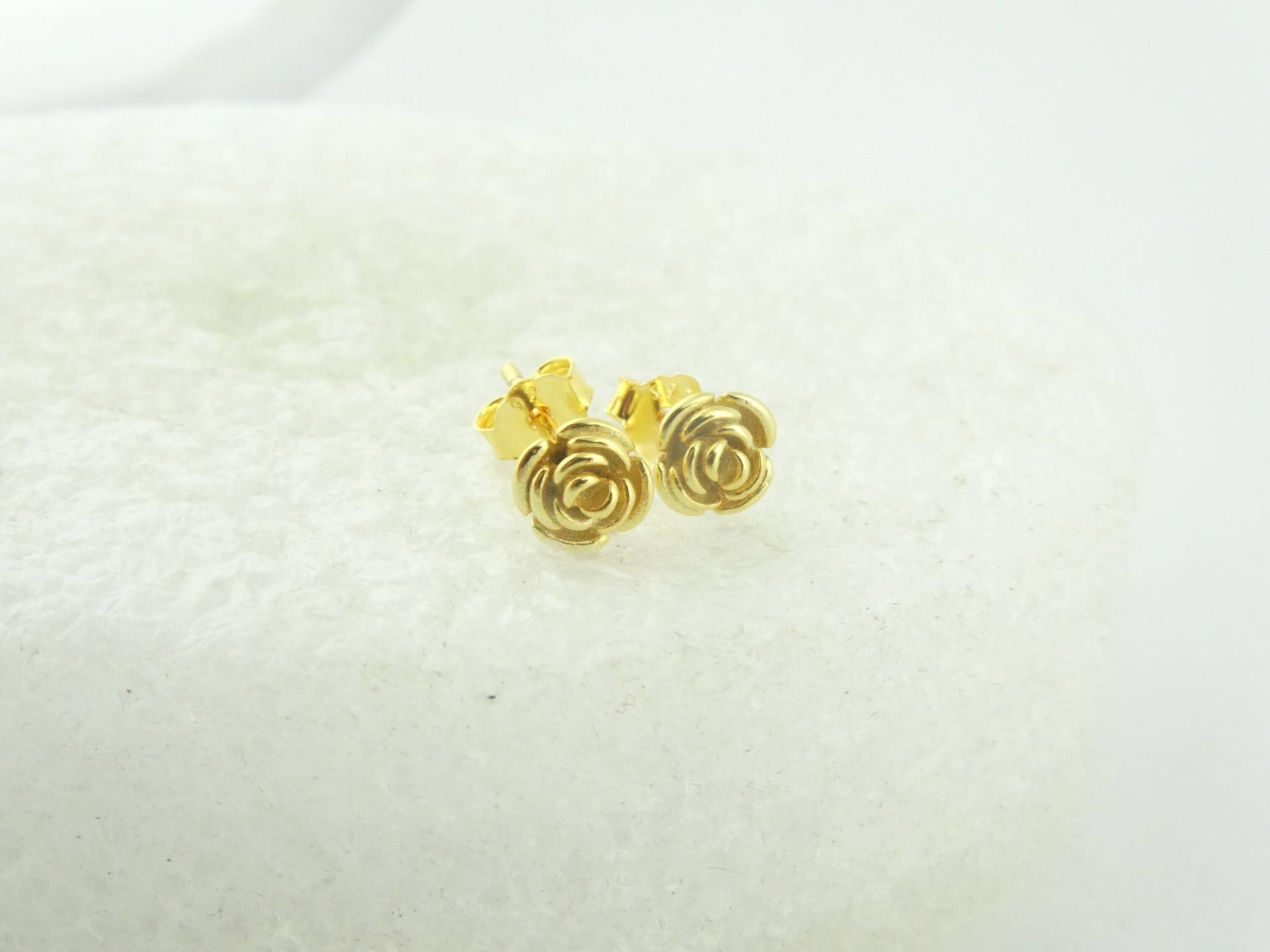 925 Ohrstecker Ohrringe Gold Blume Rose Blüte Mini 5mm, Kleine von GlasschmuckBirgitH