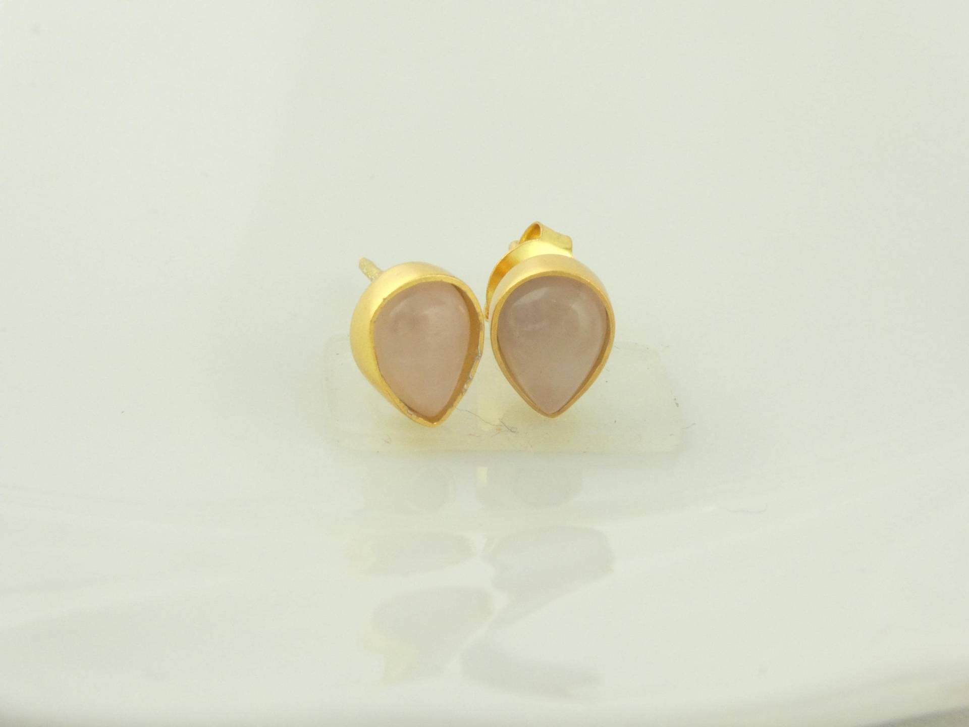 925 Ohrstecker Ohrringe Gold Rosa Rosenquarz Tropfen 925 Ohrstecker Ohrringe Gold Rosa Rosenquarz Tropfen von GlasschmuckBirgitH