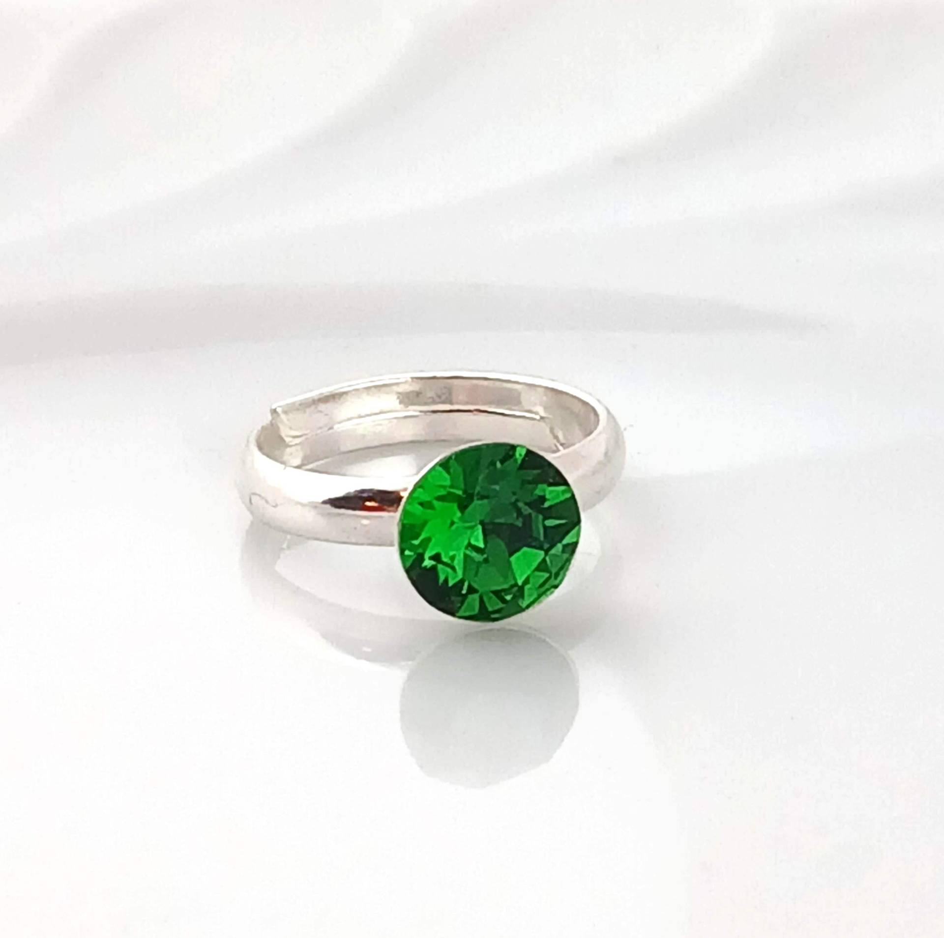 925 Ring Silber Grün Dark Moss Green Swarovski 8mm von GlasschmuckBirgitH