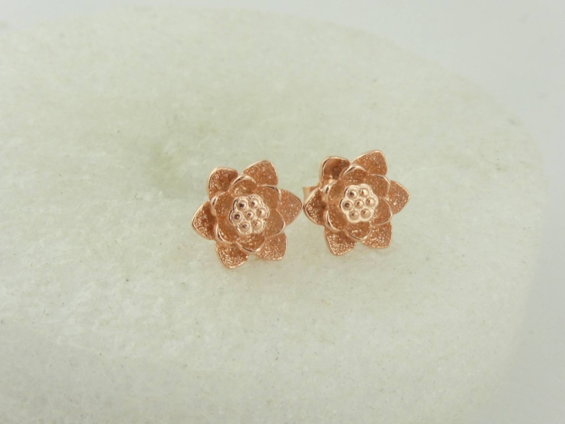925 Sterling Silber Ohrstecker Ohrringe Rosegold Blume 12mm von GlasschmuckBirgitH