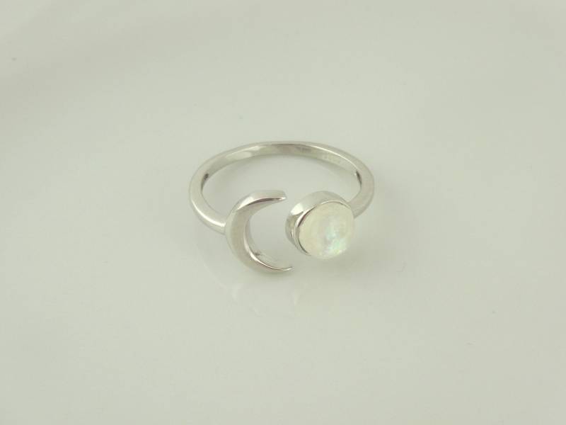 925 Ring Silber Weiß Opal Mond Halbmond von GlasschmuckBirgitH