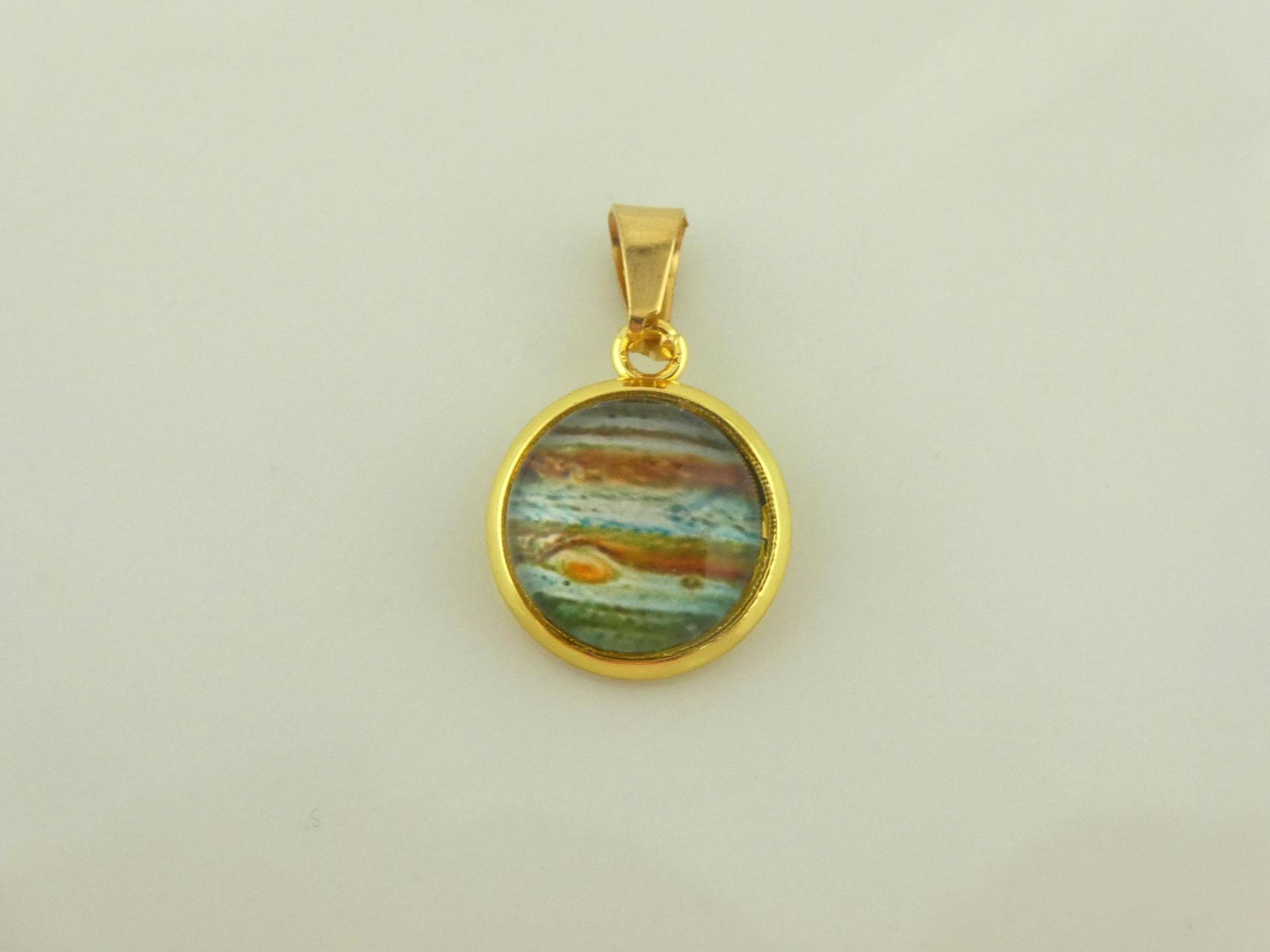 Anhänger Gold Grau Blau 10mm Edelstahl Anhänger Gold Grau Blau 10mm Edelstahl von GlasschmuckBirgitH