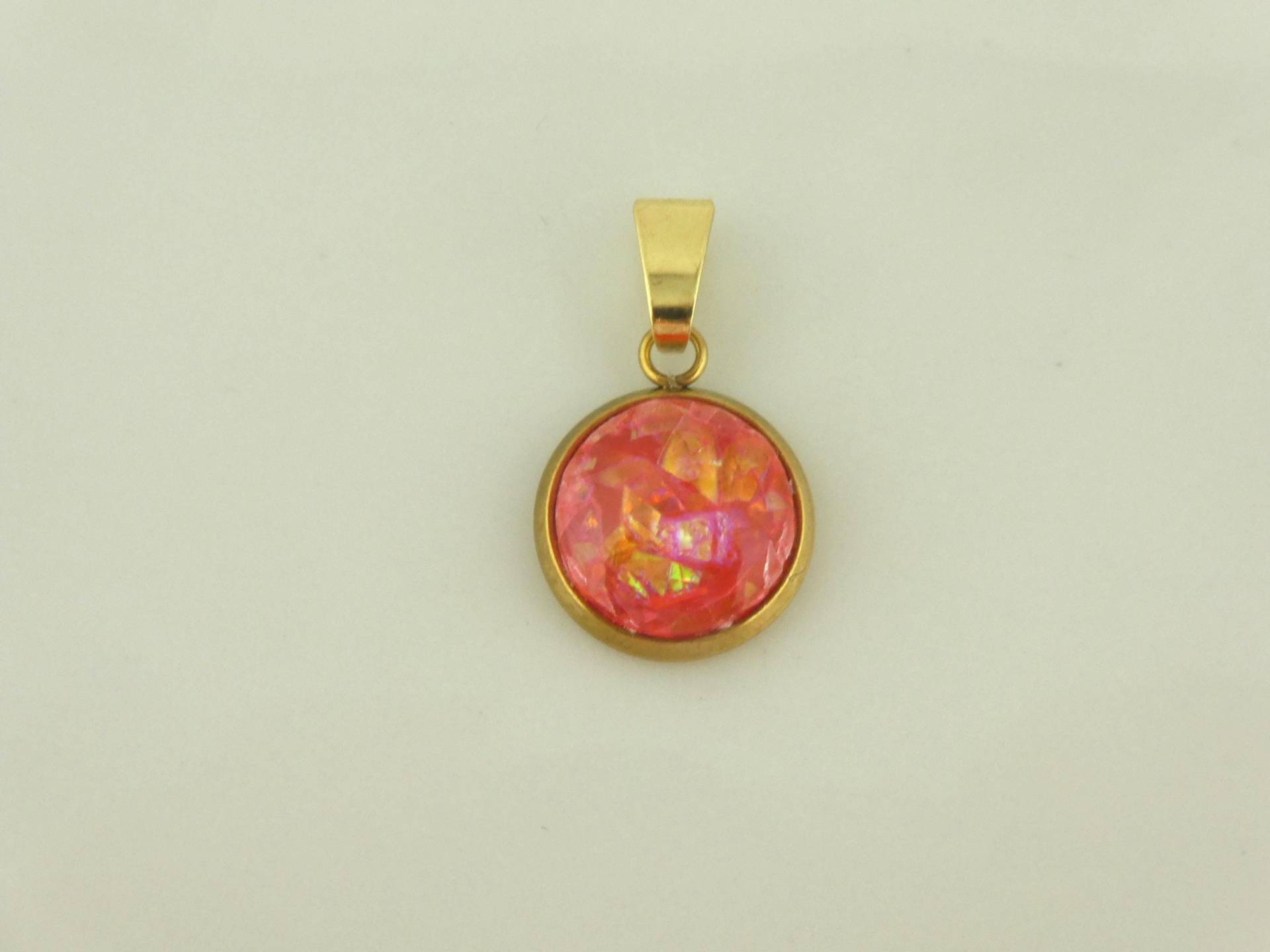 Anhänger Gold Rot Opal 10mm Edelstahl Anhänger Gold Rot Opal 10mm Edelstahl von GlasschmuckBirgitH