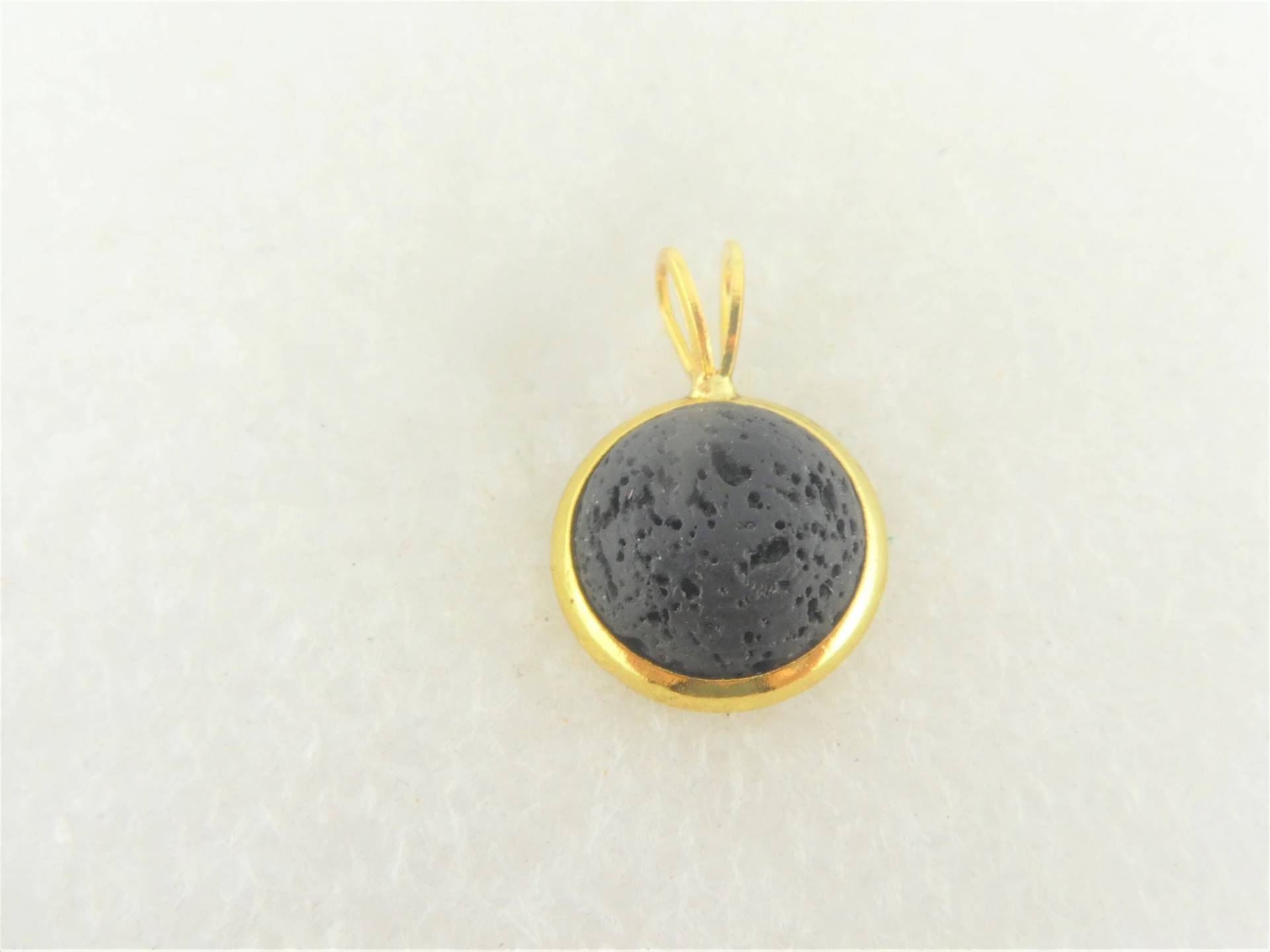 Anhänger Gold Schwarz Lava Klein 10mm Anhänger Gold Schwarz Lava Klein 10mm von GlasschmuckBirgitH