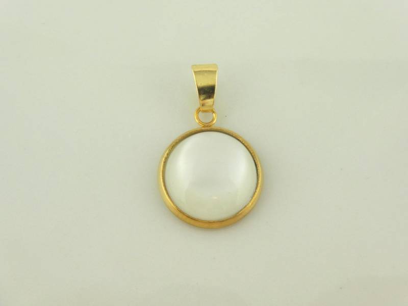 Anhänger Gold Weiß Opal 12mm Edelstahl Anhänger Gold Weiß Opal 12mm Edelstahl von GlasschmuckBirgitH