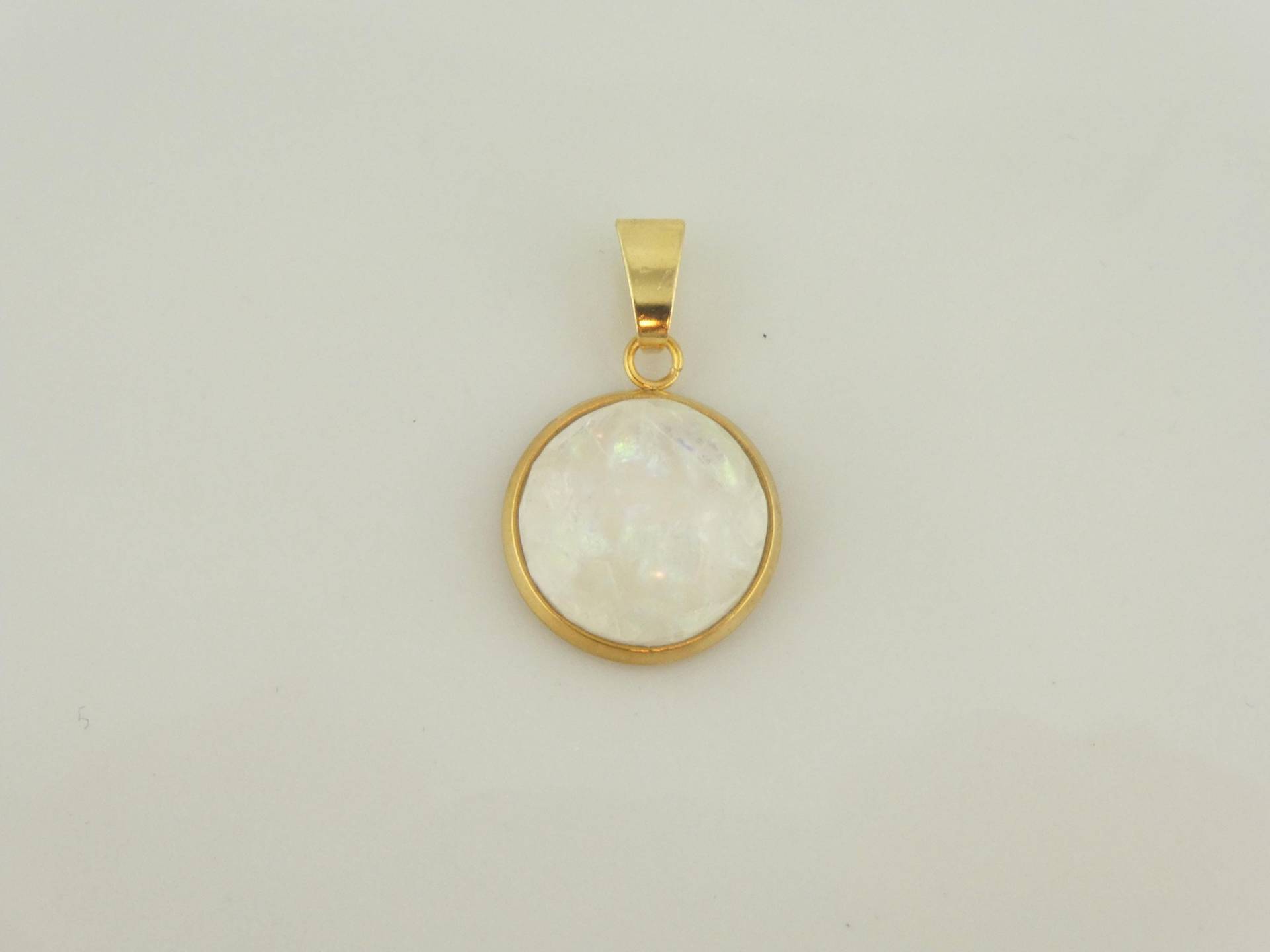 Anhänger Gold Weiß Opal 12mm Edelstahl Anhänger Gold Weiß Opal 12mm Edelstahl von GlasschmuckBirgitH