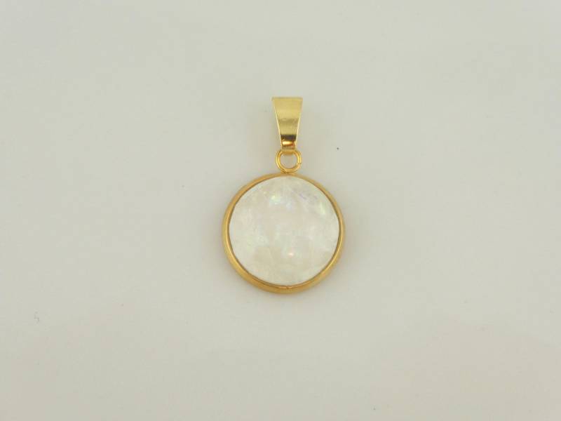 Anhänger Gold Weiß Opal 12mm Edelstahl Anhänger Gold Weiß Opal 12mm Edelstahl von GlasschmuckBirgitH
