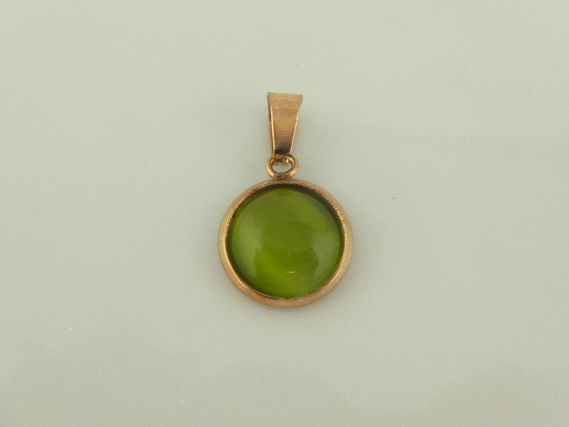 Anhänger Rosegold Grün Olivgrün Katzenaugen 10mm Edelstahl Anhänger Rosegold Grün Olivgrün Katzenaugen 10mm Edelstahl von GlasschmuckBirgitH