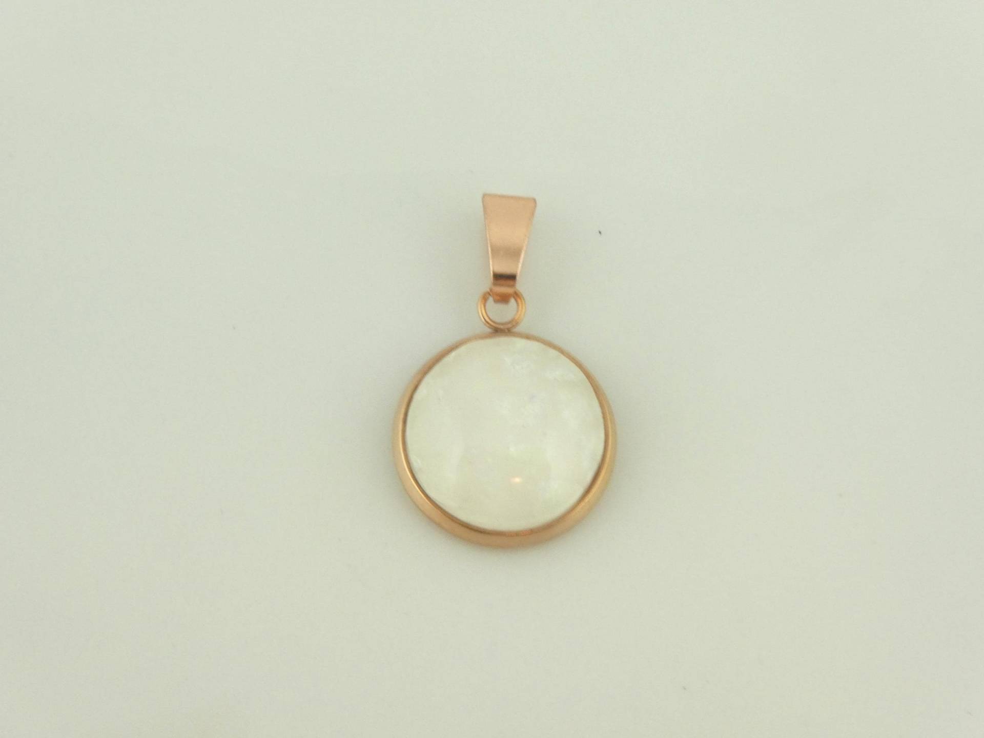 Anhänger Rosegold Weiß Opal 12mm Edelstahl Anhänger Rosegold Weiß Opal 12mm Edelstahl von GlasschmuckBirgitH