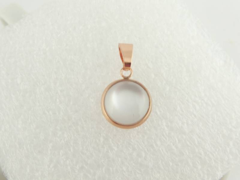 Anhänger Rosegold Weiß Opal Klein 10mm Edelstahl Anhänger Rosegold Weiß Opal Klein 10mm Edelstahl von GlasschmuckBirgitH