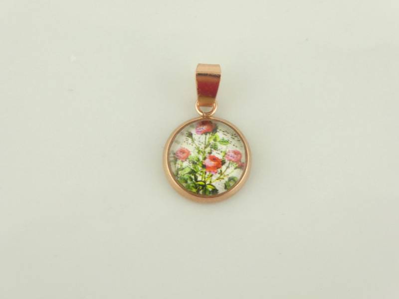 Anhänger Rosegold Weiß Rot Blume 10mm Edelstahl Anhänger Rosegold Weiß Rot Blume 10mm Edelstahl von GlasschmuckBirgitH