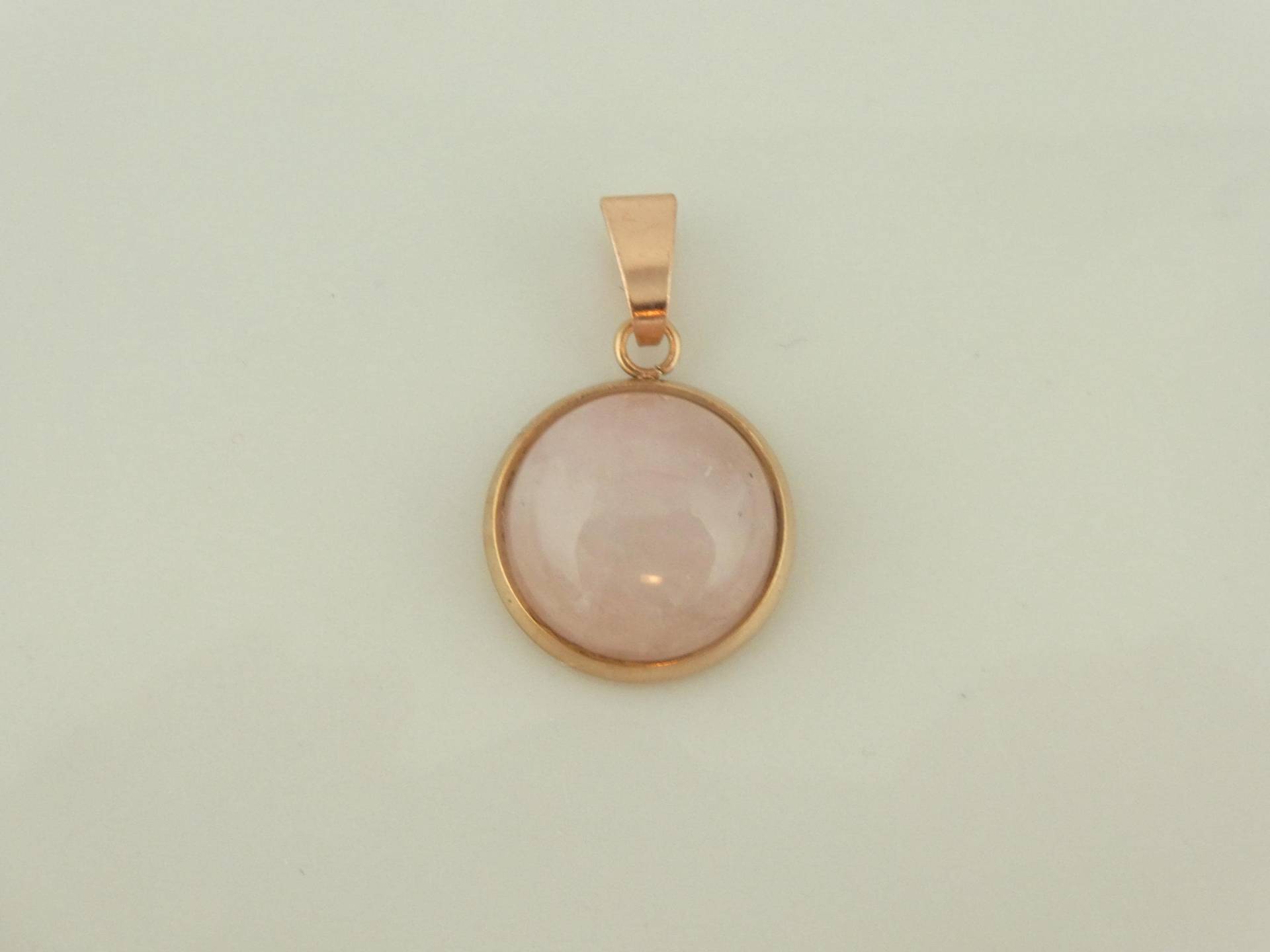 Anhänger Rosengold Rosa Rosenquarz 12mm Edelstahl von GlasschmuckBirgitH