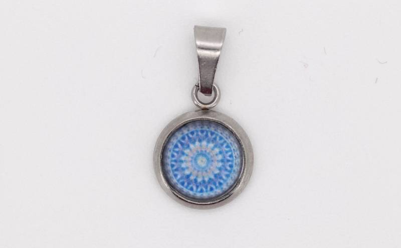 Anhänger Silber Blau Hellblau Boho 8mm Edelstahl von GlasschmuckBirgitH