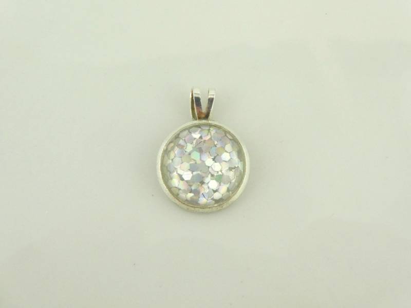 Anhänger Silber Glitzer Konfetti 12mm Anhänger Silber Glitzer Konfetti 12mm von GlasschmuckBirgitH