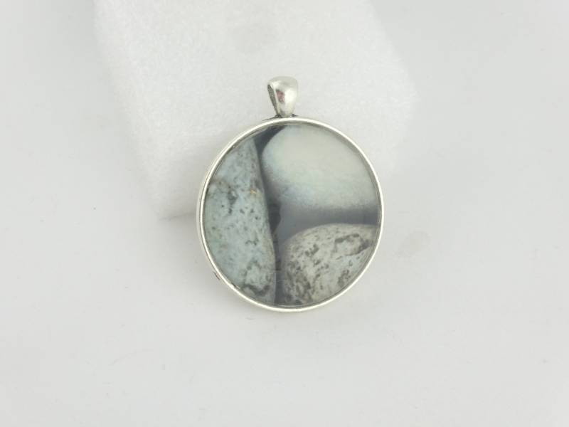Anhänger Silber Grau Stein Statement 40mm von GlasschmuckBirgitH