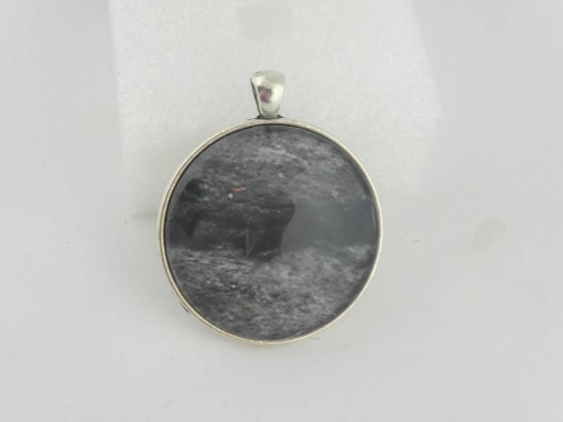 Anhänger Silber Grau Stein Statement 40mm von GlasschmuckBirgitH