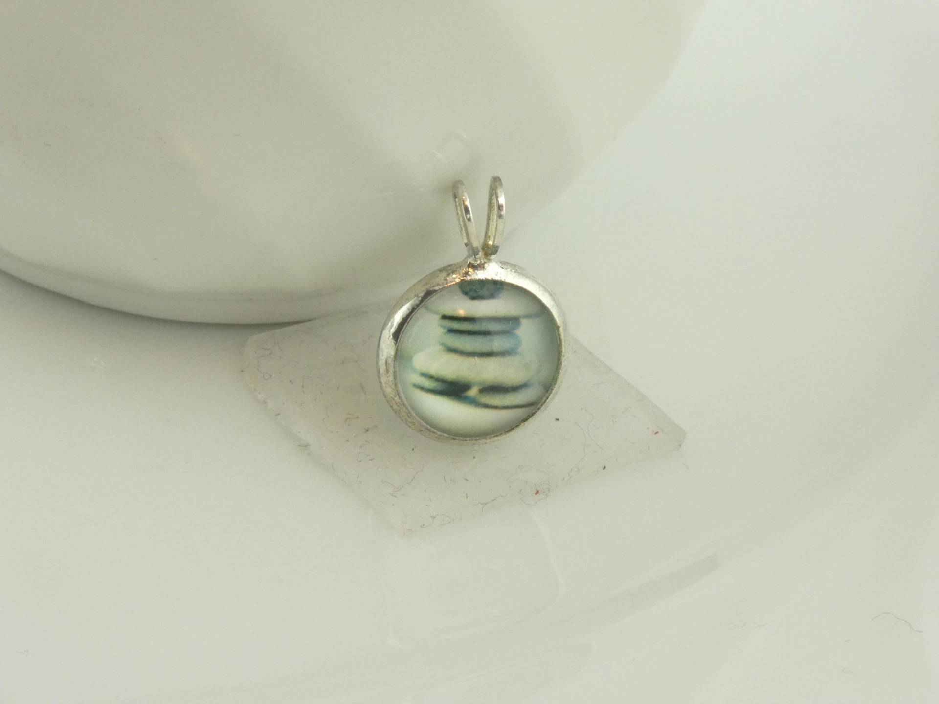 Anhänger Silber Grau Steine 10mm von GlasschmuckBirgitH