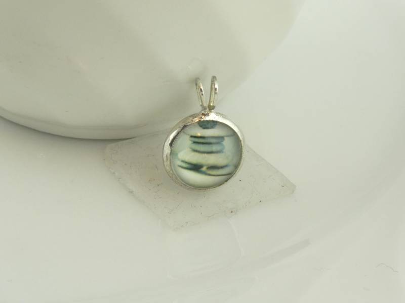 Anhänger Silber Grau Steine 10mm von GlasschmuckBirgitH